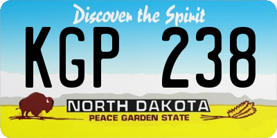 ND license plate KGP238