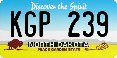 ND license plate KGP239