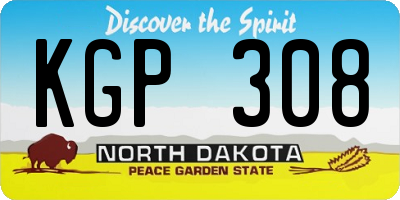ND license plate KGP308