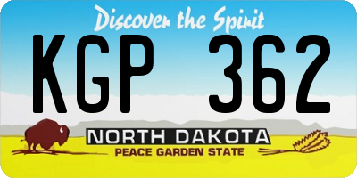 ND license plate KGP362