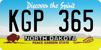 ND license plate KGP365