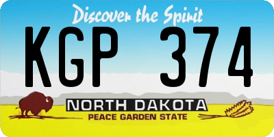 ND license plate KGP374