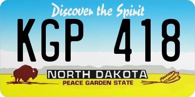 ND license plate KGP418
