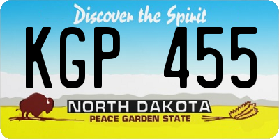 ND license plate KGP455