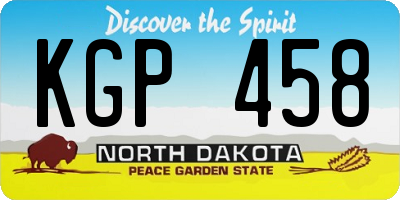 ND license plate KGP458
