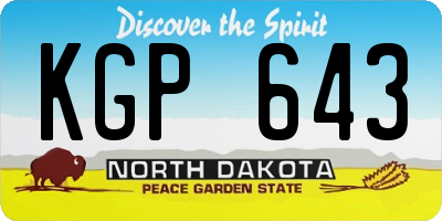 ND license plate KGP643