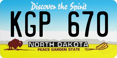 ND license plate KGP670