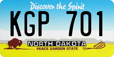 ND license plate KGP701