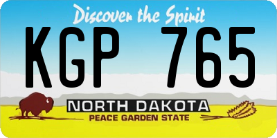 ND license plate KGP765