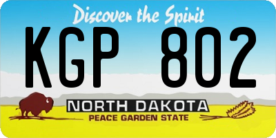 ND license plate KGP802