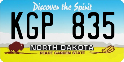ND license plate KGP835