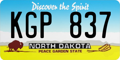 ND license plate KGP837