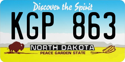 ND license plate KGP863