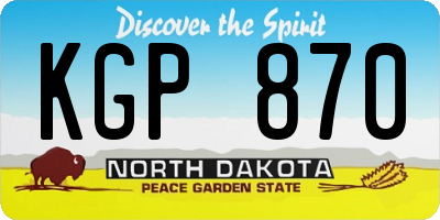 ND license plate KGP870