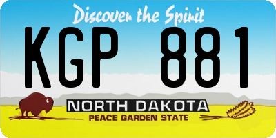 ND license plate KGP881