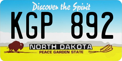 ND license plate KGP892