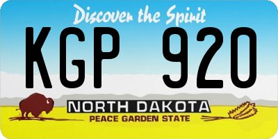 ND license plate KGP920
