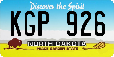 ND license plate KGP926