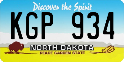 ND license plate KGP934