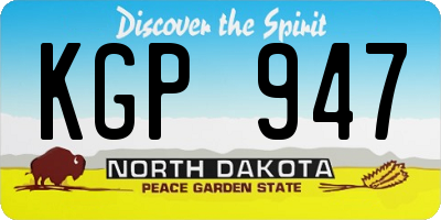 ND license plate KGP947