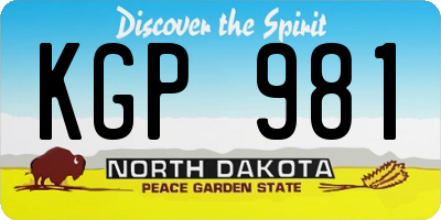 ND license plate KGP981