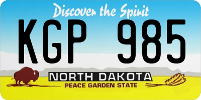 ND license plate KGP985