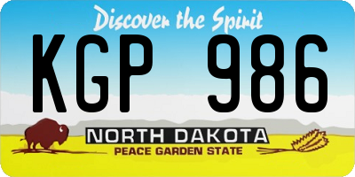 ND license plate KGP986