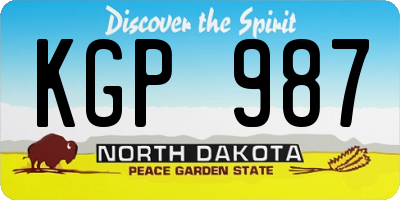 ND license plate KGP987