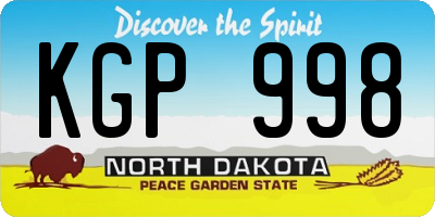 ND license plate KGP998