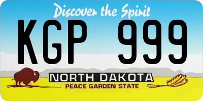 ND license plate KGP999