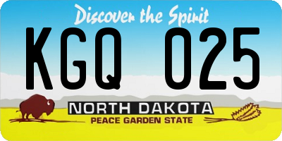 ND license plate KGQ025
