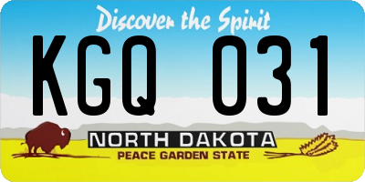ND license plate KGQ031