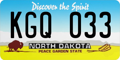 ND license plate KGQ033