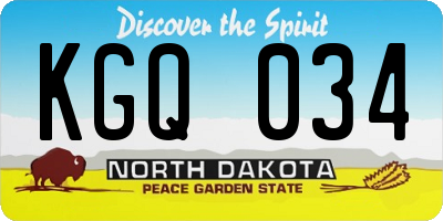 ND license plate KGQ034