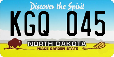 ND license plate KGQ045