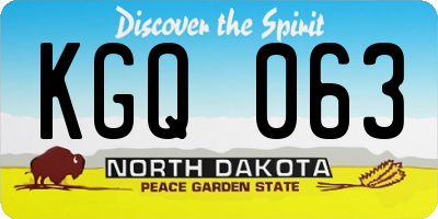 ND license plate KGQ063