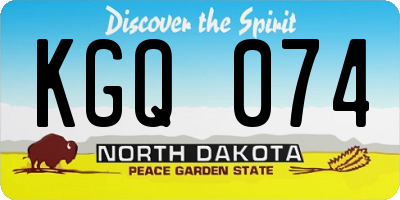 ND license plate KGQ074