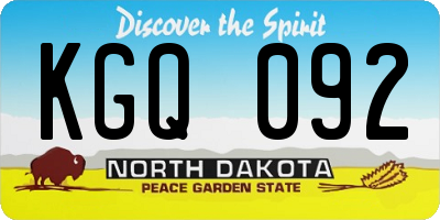 ND license plate KGQ092
