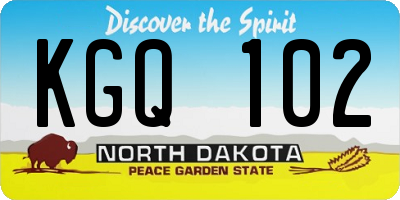 ND license plate KGQ102