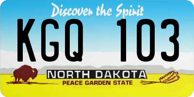 ND license plate KGQ103