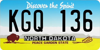 ND license plate KGQ136