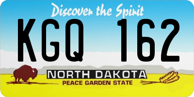 ND license plate KGQ162