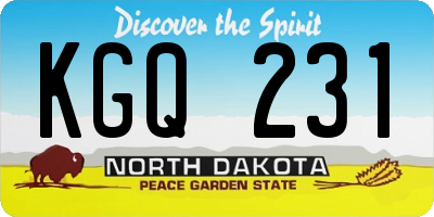 ND license plate KGQ231