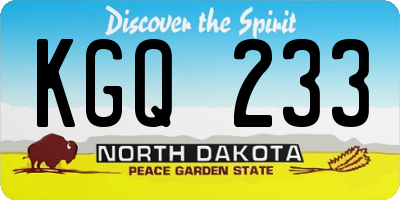 ND license plate KGQ233