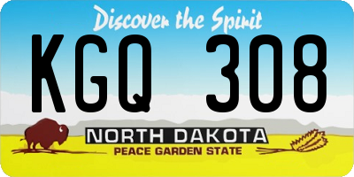 ND license plate KGQ308