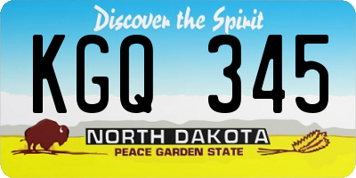ND license plate KGQ345