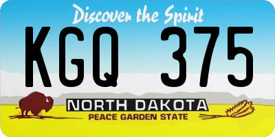 ND license plate KGQ375