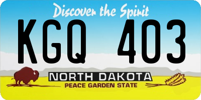 ND license plate KGQ403