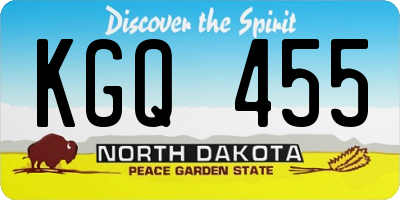 ND license plate KGQ455