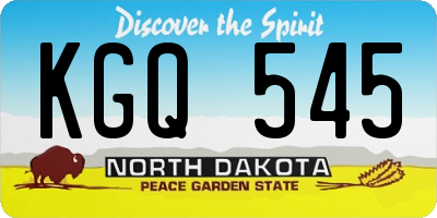 ND license plate KGQ545